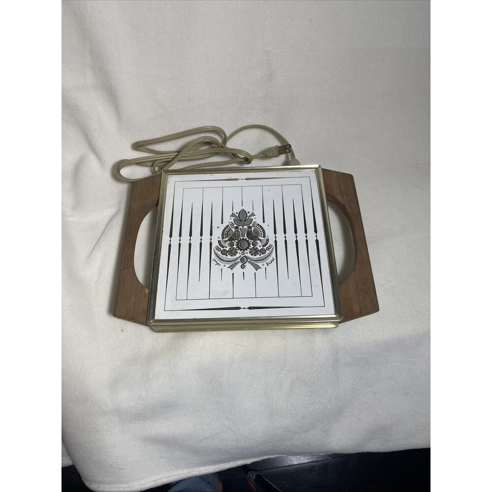 Vintage Georges Briard Hot Plate Food Warmer Golden Birds Sonata Pattern 6"x8.5" - Picture 3 of 6
